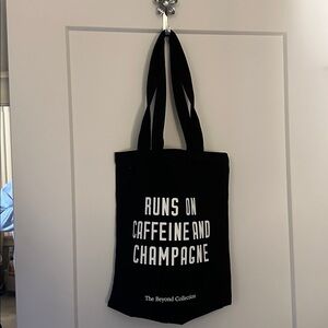 Black Tote Bag with White Text